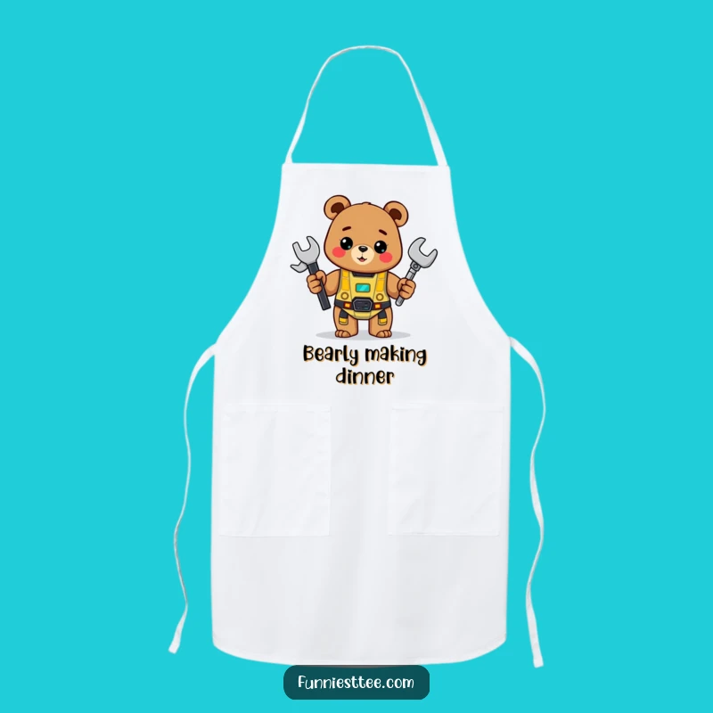 Funny Bear Apron: Cheerful Bear Builder, Hilarious DIY Kitchen Gift