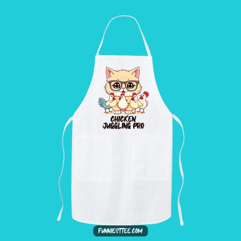 Funny Cat Juggling Rubber Chickens Apron - Kitchen Humor for Cooks