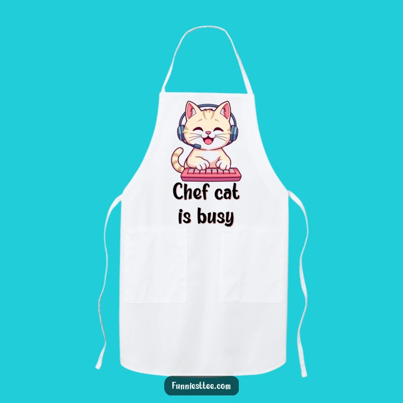 Funny Cat Apron: Happy Typing Cat, Hilarious Gift for Kitchen Coders
