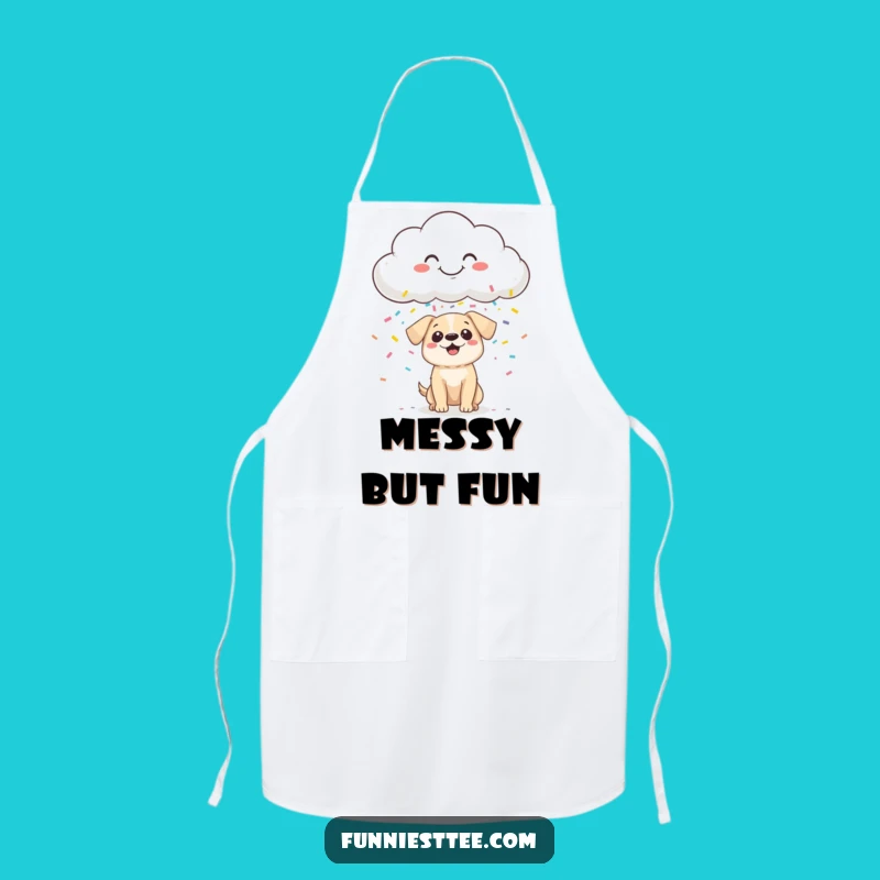 Funny Confetti Cloud Dog Apron - Cheerful Kitchen Surprise Gift