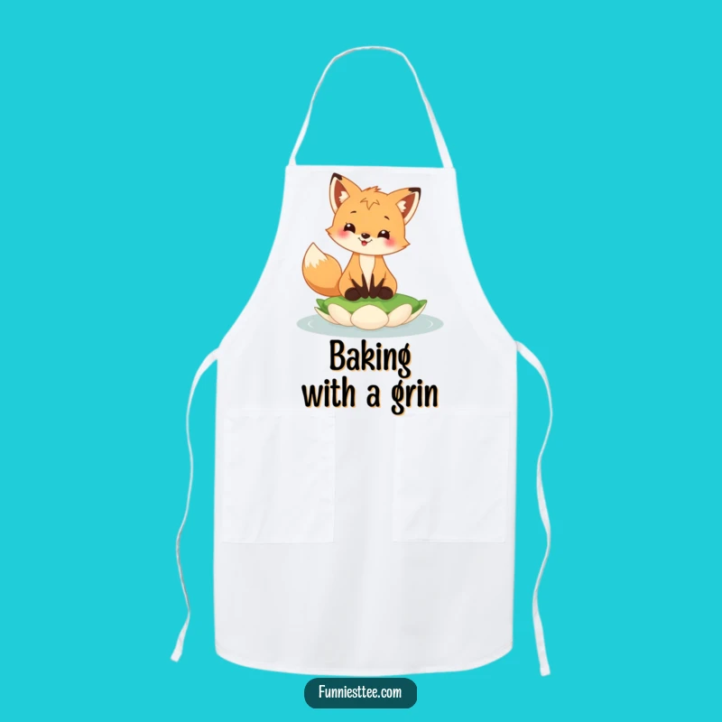 Funny Fox Cub Lily Pad Apron - Kitchen Fun for Grinning Cooks