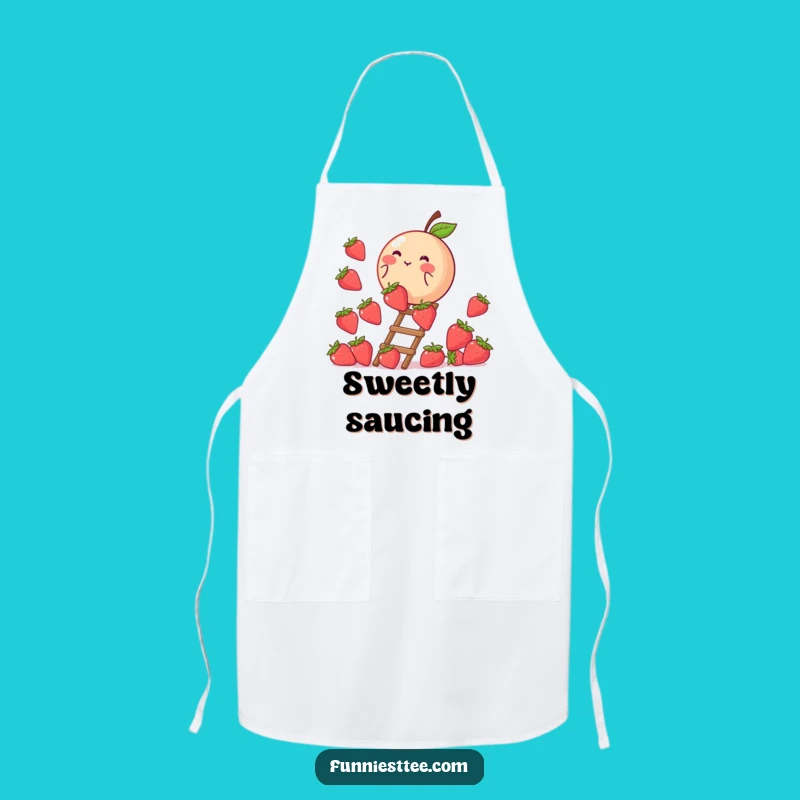 Funny Peach Strawberry Ladder Apron: Cook with Sweetness and Style