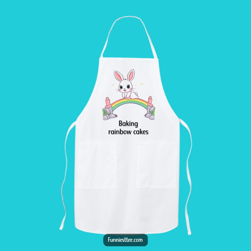 Funny Rabbit Rainbow Apron - Cook with Whimsical Delight