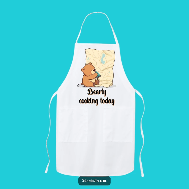 Funny Sleepy Bear Map Apron: Cook with Comical Weariness Gift