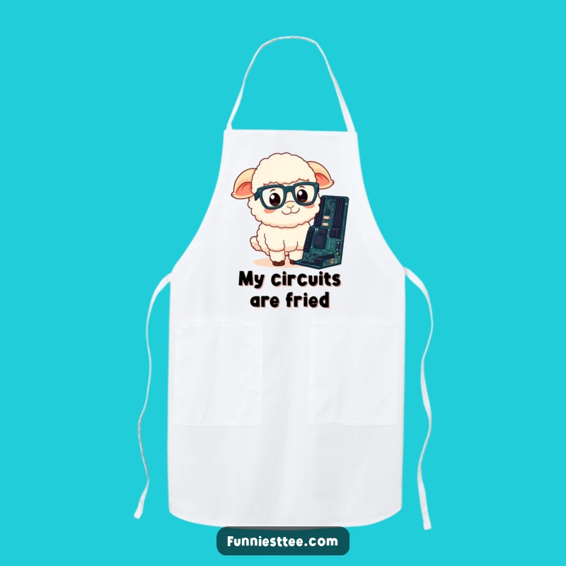 Funny Sheep Apron: Confused Sheep at Motherboard, Hilarious Cooking Tech Gift