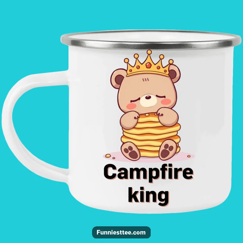 Funny Sleepy Bear Crown Camping Mug: Breakfast Adventure Fuel - Awesome Funny Gift!