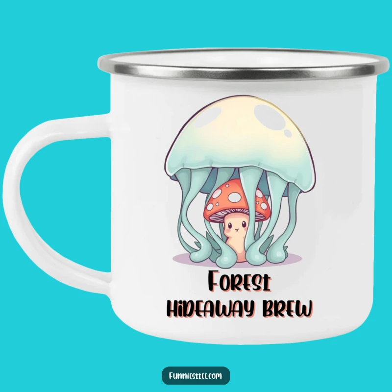 Funny Shy Mushroom Camping Mug: Gentle Adventures with Wobbly Charm