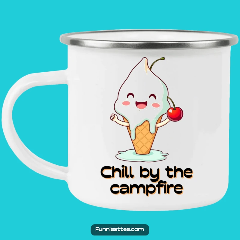 Funny Ice Cream High-Five Camping Mug - Sweet Outdoor Humor