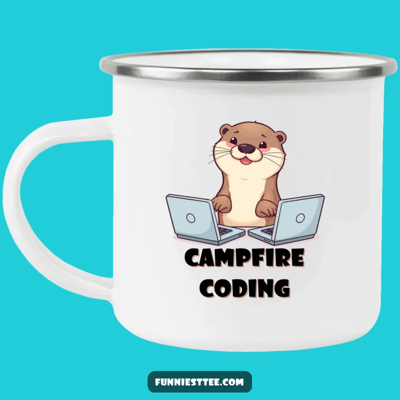 Funny Otter Multitasker Camping Mug: Adventure Fueled by Productivity