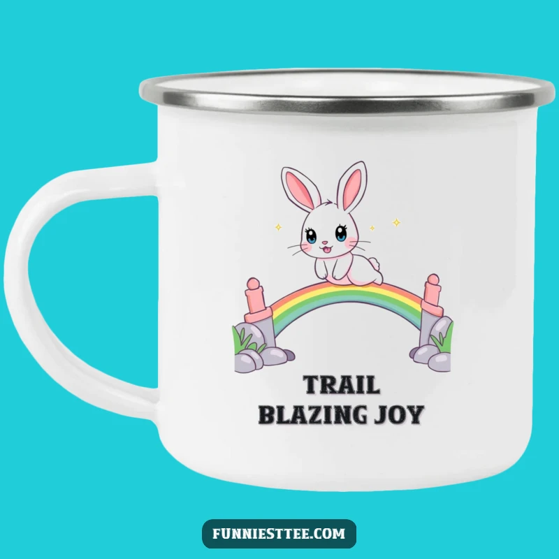 Funny Rabbit Rainbow Camping Mug - Sip Magical Adventures