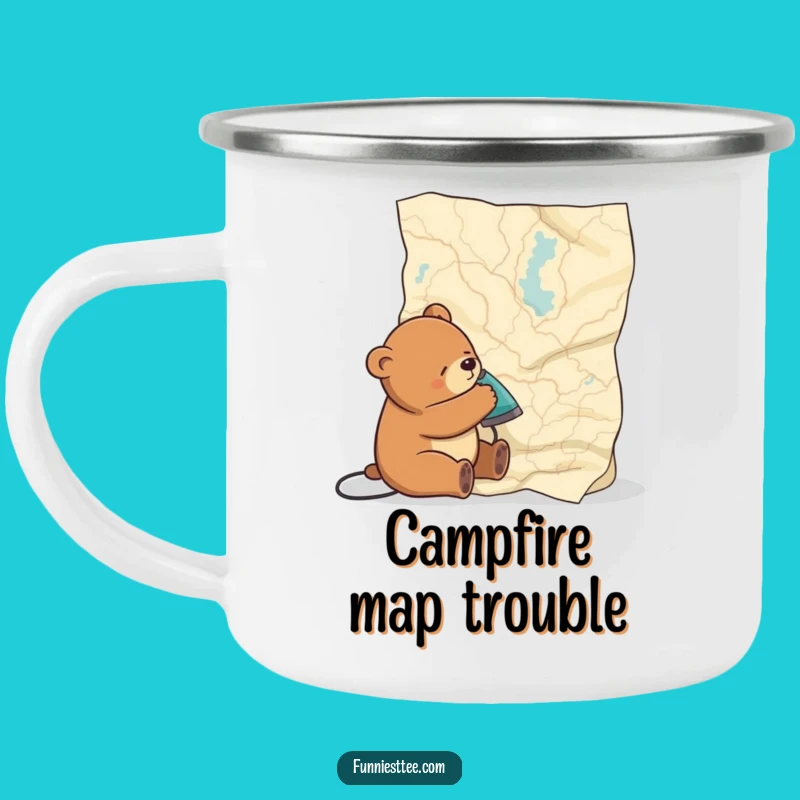 Funny Sleepy Bear Map Camping Mug: Your Morning Adventure Fuel Gift