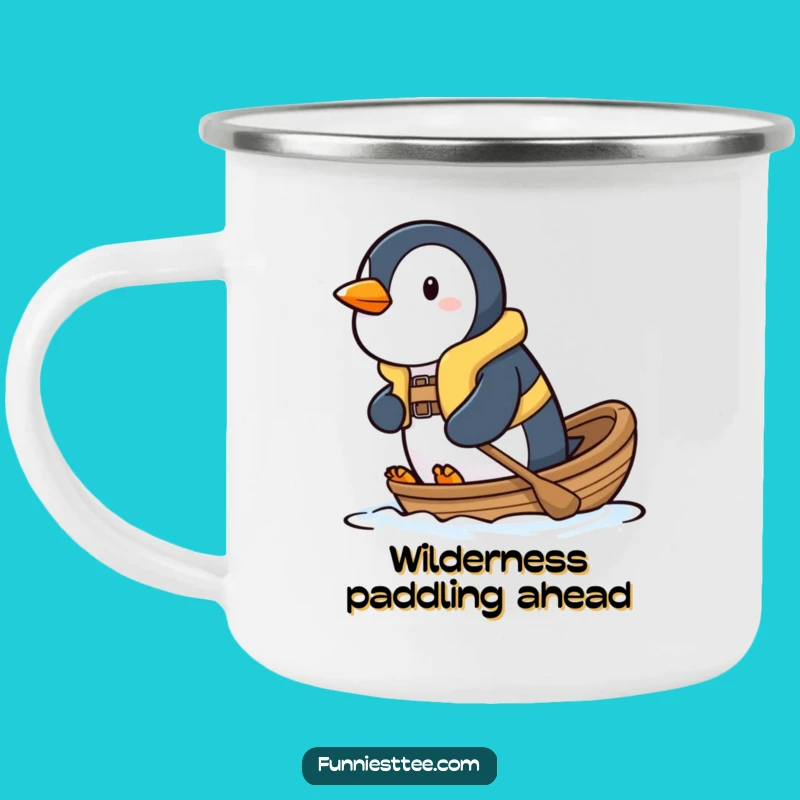 Funny Penguin Boat Camping Mug - Durable Determination for Outdoor Journeys