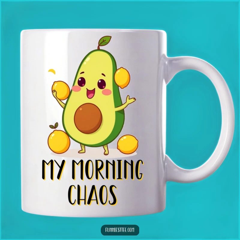 Funny Avocado Juggling Mug: Hilarious Fruit Toss Gift Idea