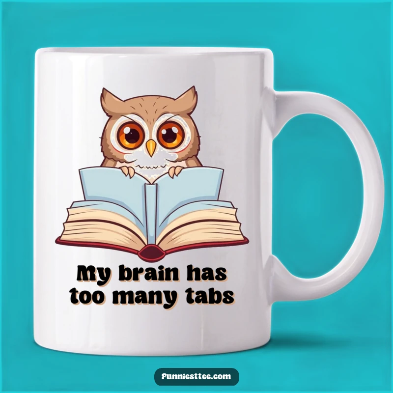 Funny Curious Owl Storybook Mug - A Whimsical Reading Gift for Book Lovers