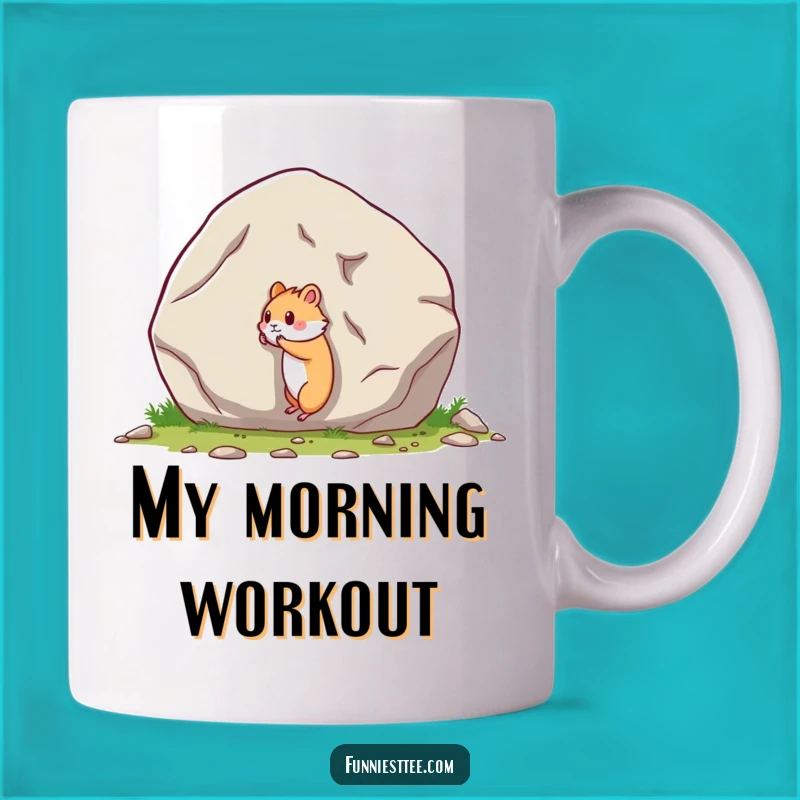 Funny Hamster Boulder Push Mug: Hilarious Motivation Gift for Gym Lovers