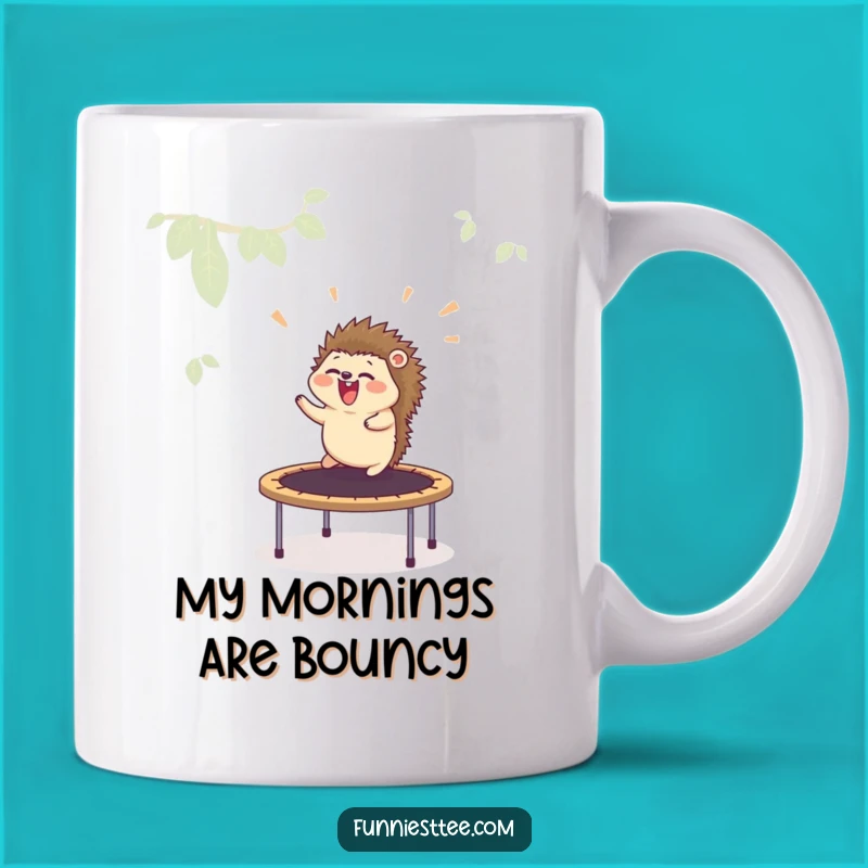 Funny Hedgehog Trampoline Mug - Hilarious Animal Launch Gag Gift