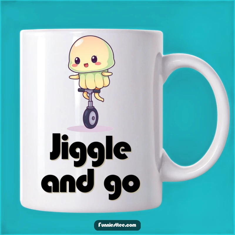 Funny Wobbly Jelly Mug - Unicycle Balancing Act, Hilarious Dessert Gift