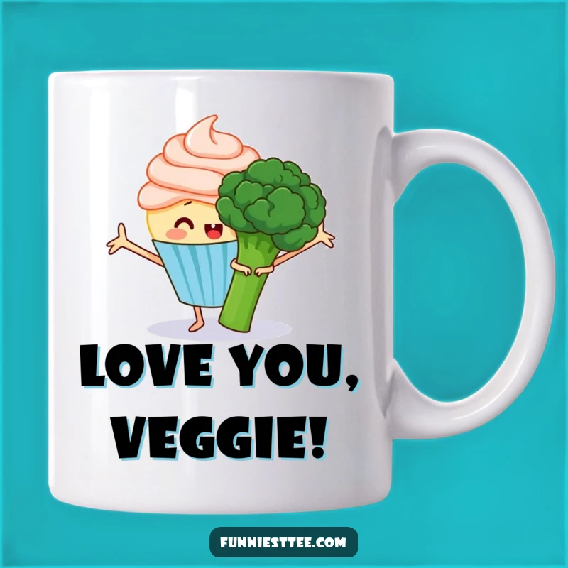 Funny Cupcake Hug Mug: Sweet Embrace for Grumpy Broccoli Lovers!