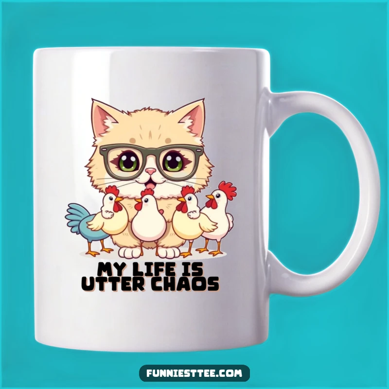 Funny Cat Juggling Rubber Chickens Mug - Hilarious Gift for Cat Lovers