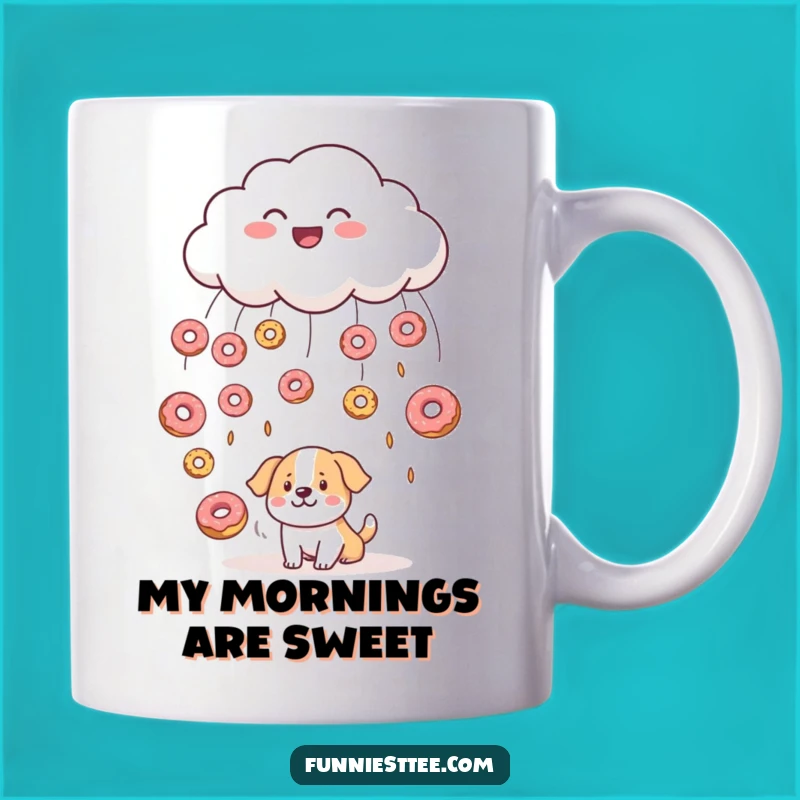 Funny Cloud Raining Donuts Mug - Whimsical Dog Lover Gift