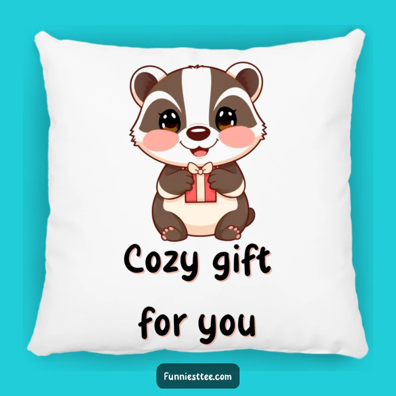 Funny Badger Gift Pillow: Cozy Comfort with Heartwarming Charm