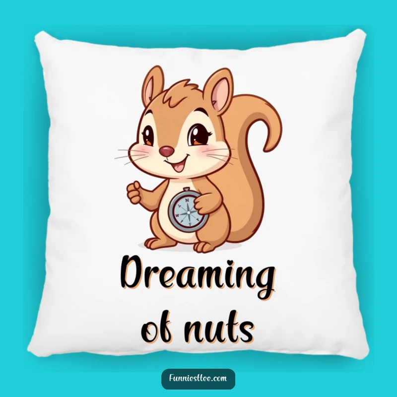 Funny Determined Squirrel Pillow: Comfy Cushion for Adventure Lovers