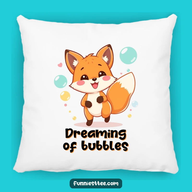 Funny Fox Party Pillow: Soft & Cheerful Bubble Chasing Accent