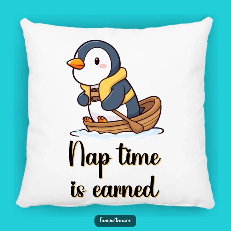 Funny Penguin Boat Pillow - Cozy Reminder of Determination