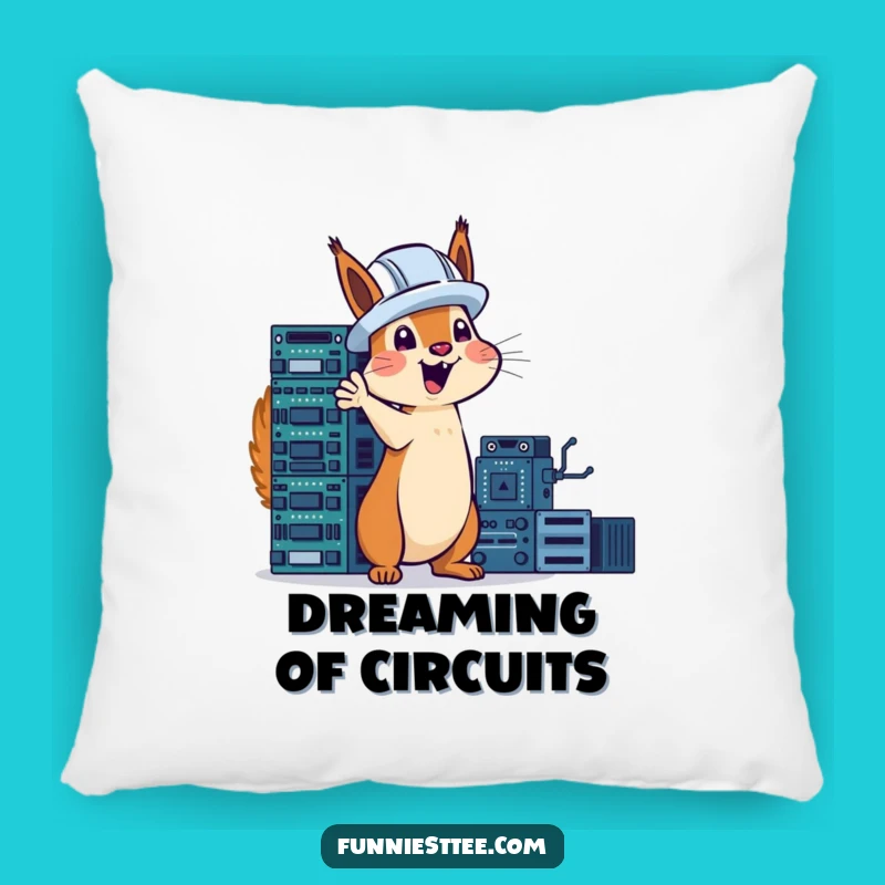 Funny Tech Squirrel Pillow: Cozy Support for Your Inner Engineer