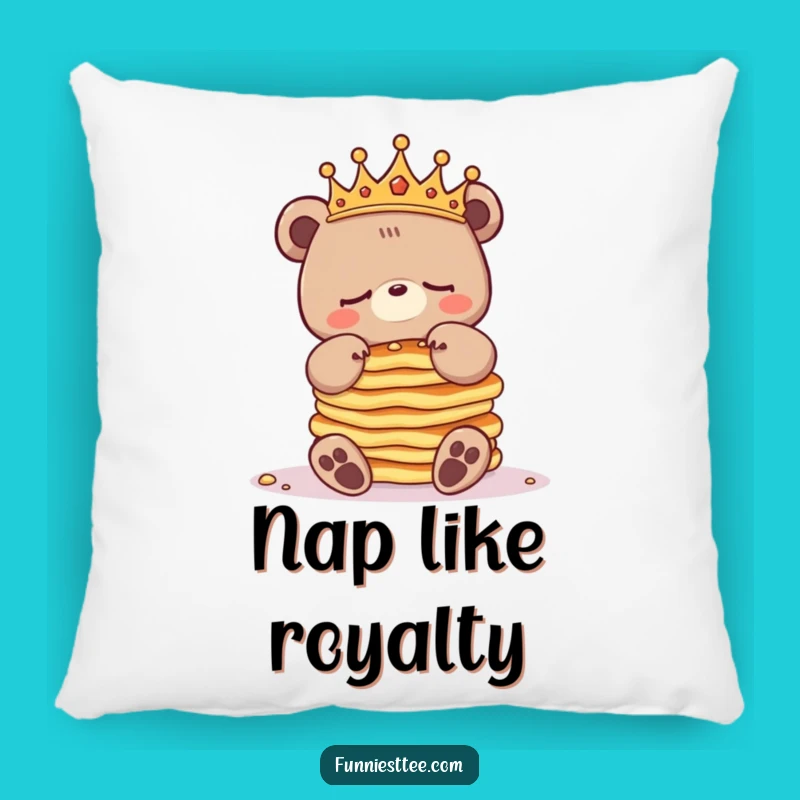 Cozy Funny Sleepy Bear Pancake Pillow: Royal Breakfast Comfort - Sweet Funny Gift!