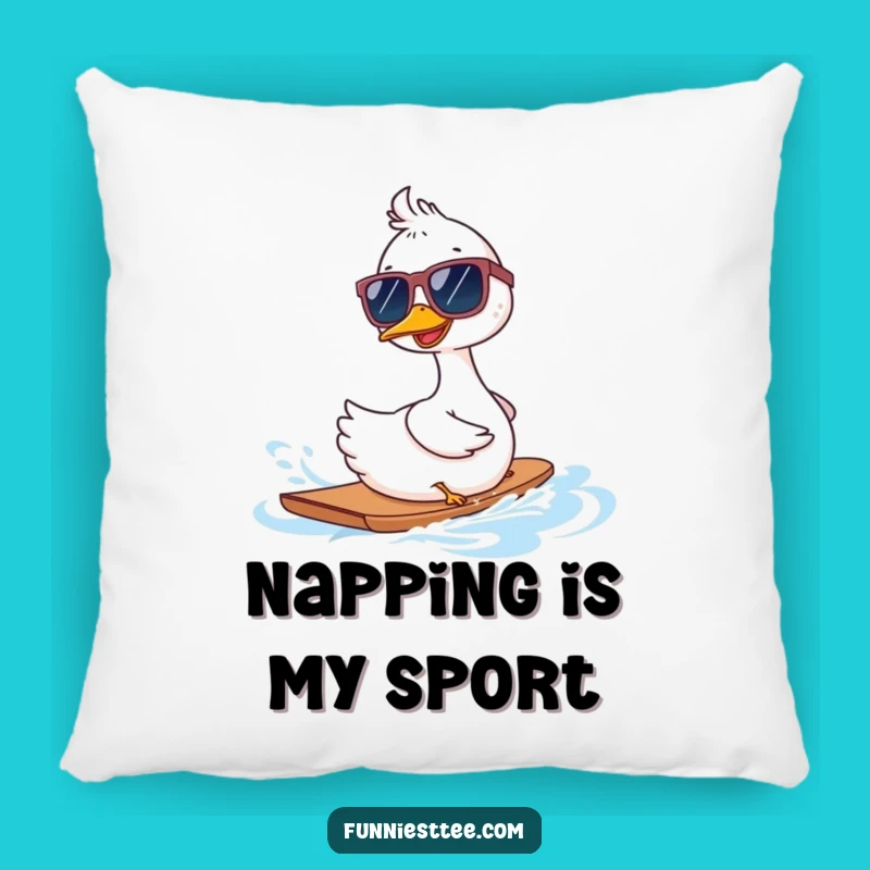 Funny Goose Sunglasses Pillow: Cozy Up with Backwards Waterskiing Cool