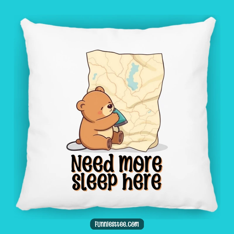Funny Sleepy Bear Map Pillow: Cozy Comfort with Hilarious Charm Gift