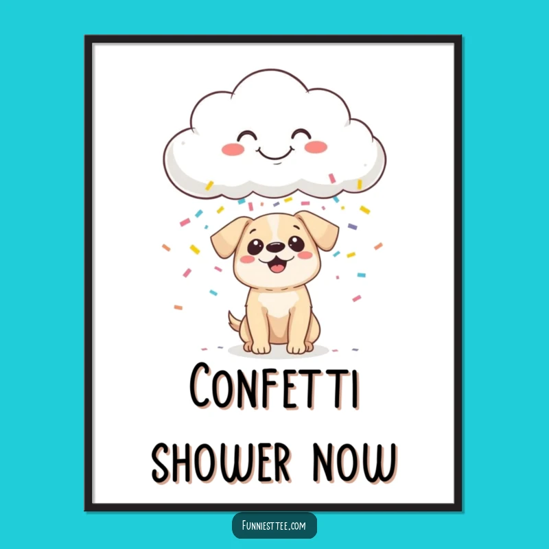 Funny Confetti Cloud Dog Digital Art - Whimsical Pet Printable Gift