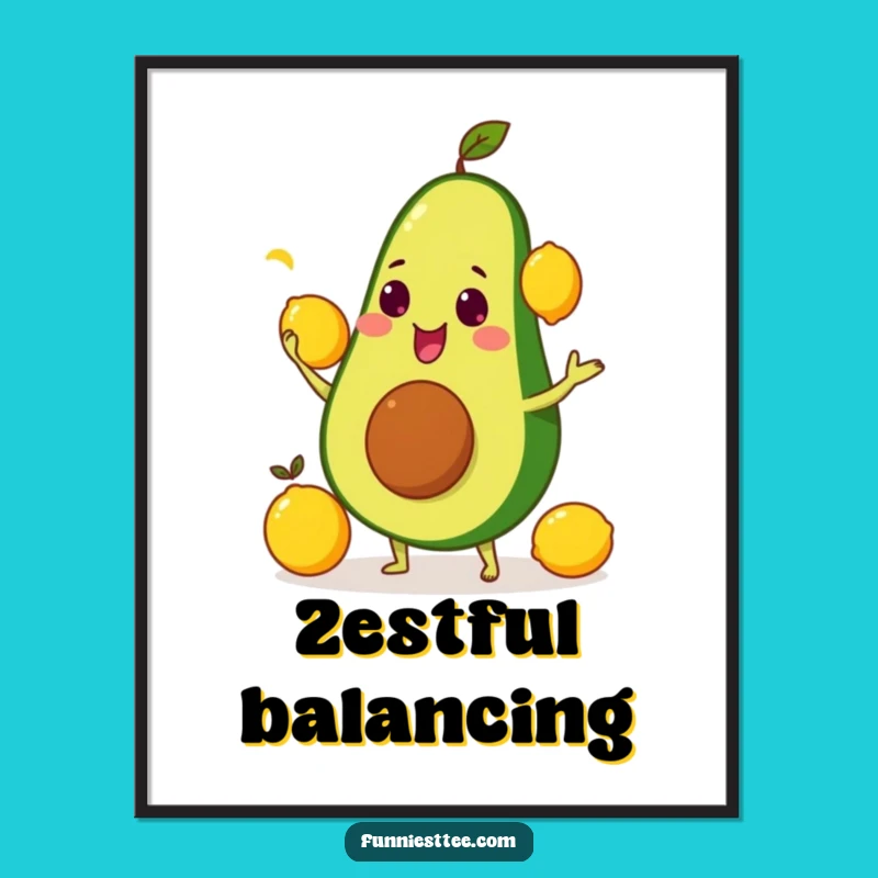Funny Avocado Juggling Digital Art: Instant Whimsy for Your Kitchen