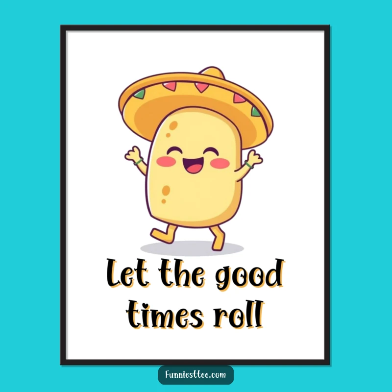 Funny Giggling Taco Digital Art Print: Instant Fiesta Vibes for Your Walls