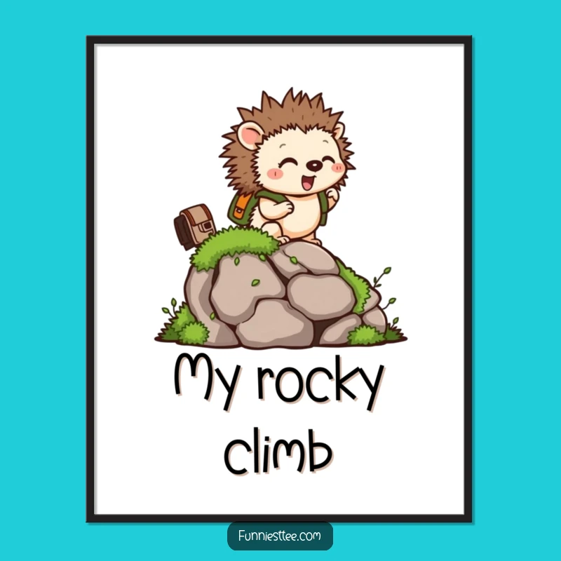 Funny Hedgehog Climb Digital Print - Instant Inspiring Wall Art