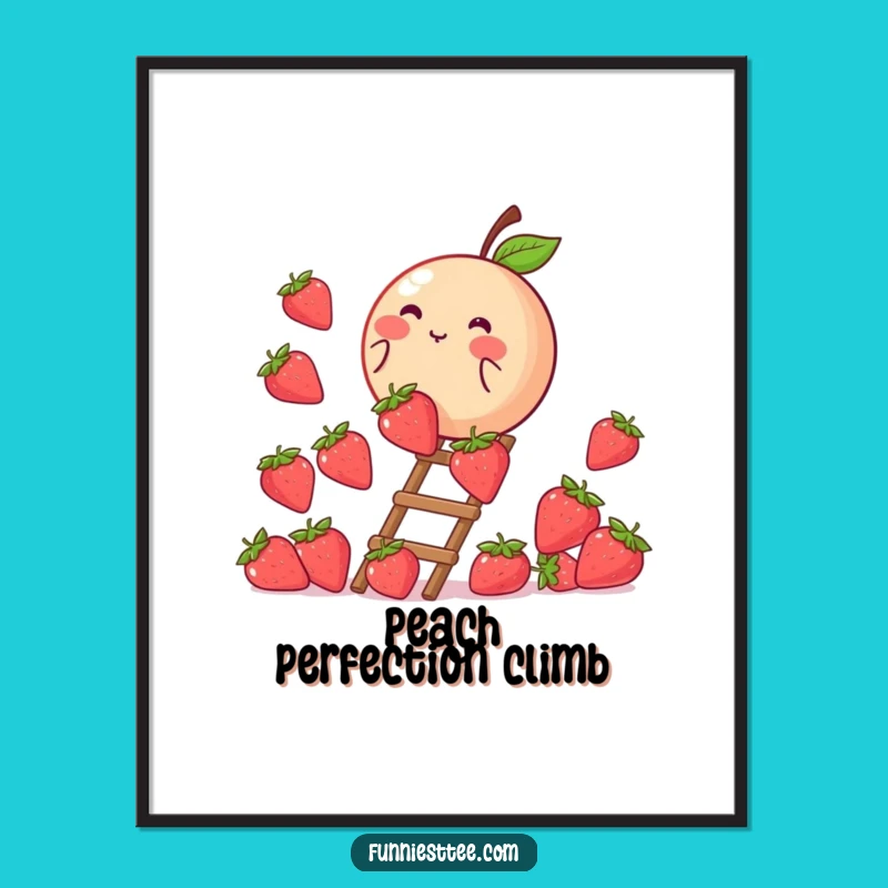 Funny Peach Strawberry Ladder Digital Art: Sweet Wall Art Download