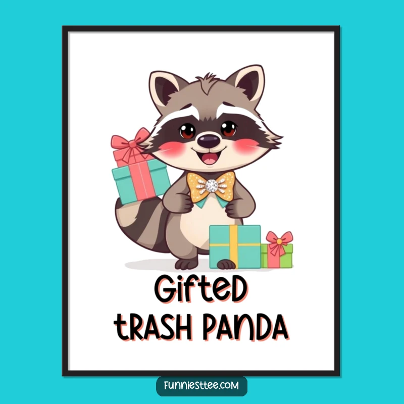 Funny Raccoon Gift Balancer Digital Print: Dapper Art for Your Walls