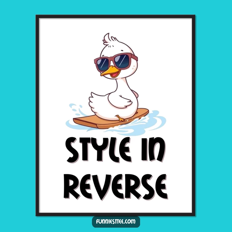 Funny Goose Sunglasses Digital Art: Backwards Waterskiing Cool for Your Walls
