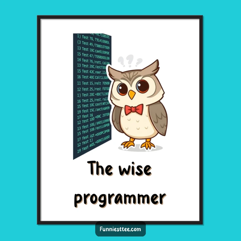 Funny Coding Owl Digital Art Print: Instant Developer Charm