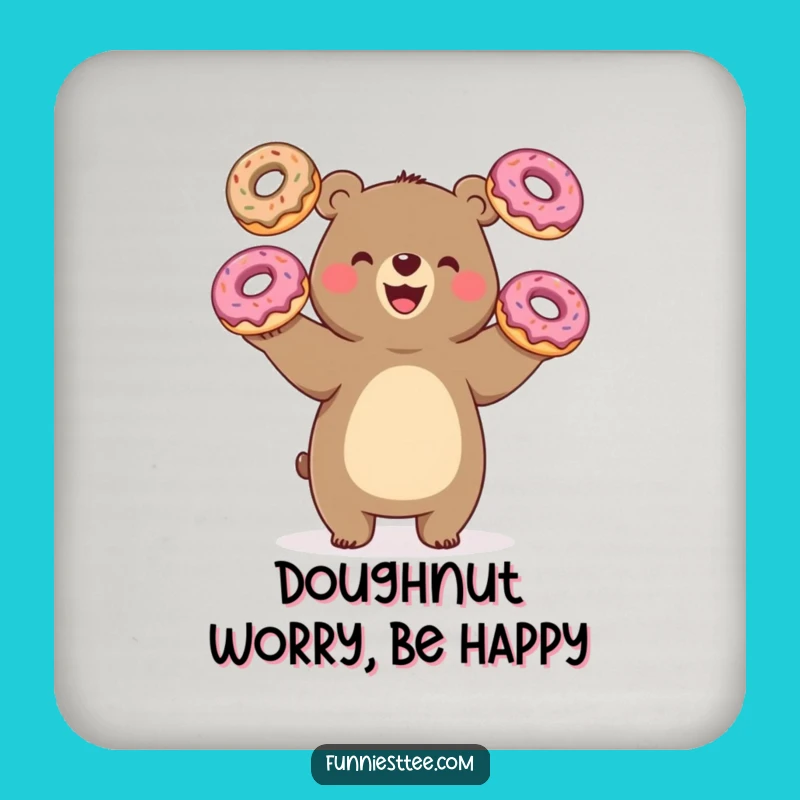 Funny Bear Donuts Coaster: Sip with Sweet Juggling Fun