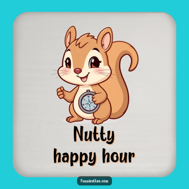 Funny Determined Squirrel Drink Coaster: Protect Surfaces with Adventurous Flair