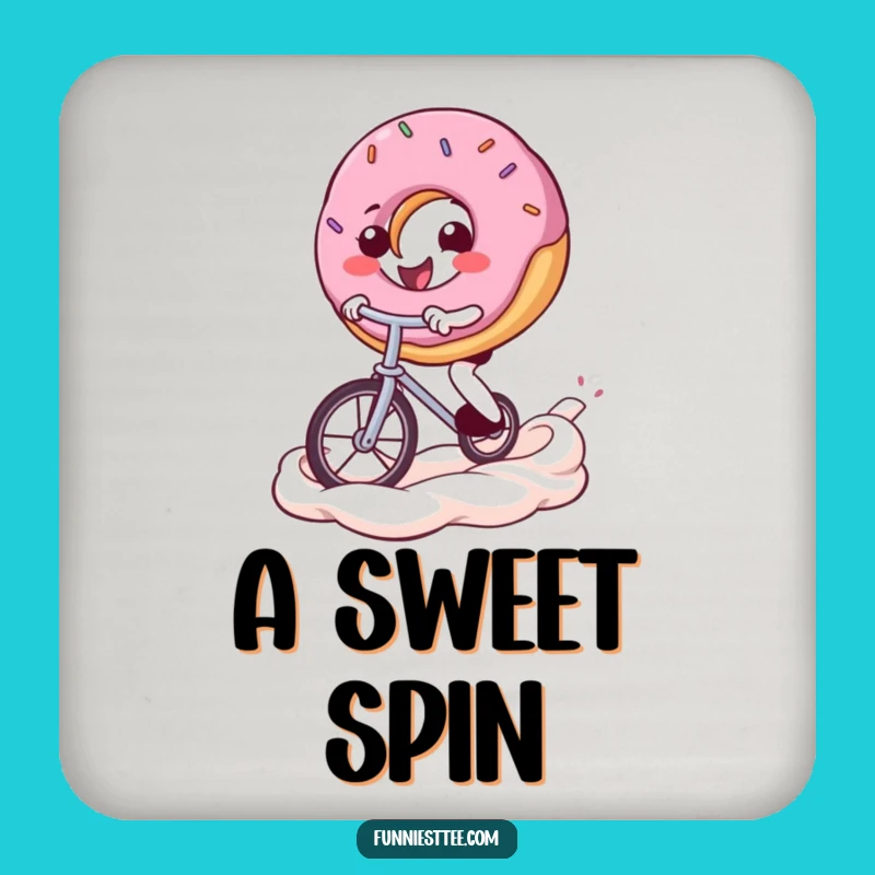 Funny Donut Unicycle Coaster Set: Protect Surfaces with Humor - Cool Funny Gift!