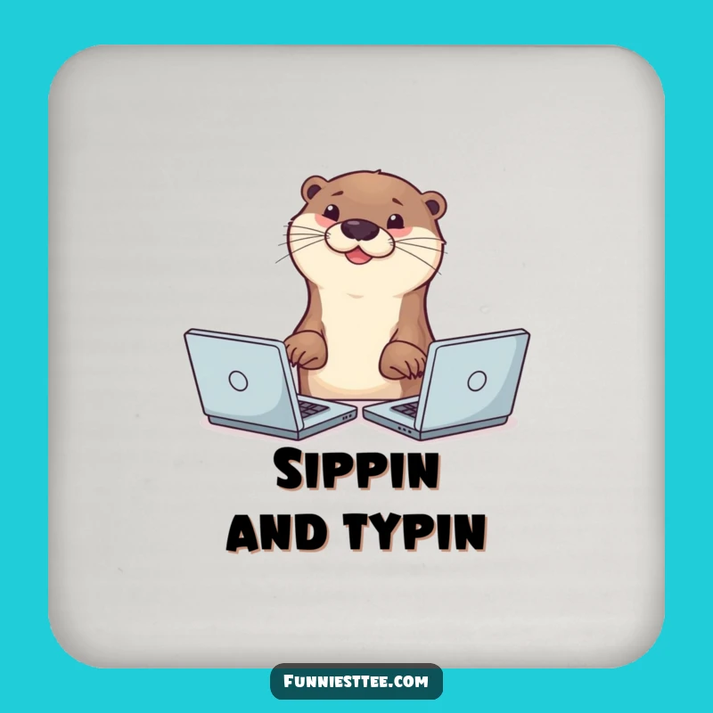 Funny Otter Multitasker Coasters: Protect Surfaces with Busy Otter Fun