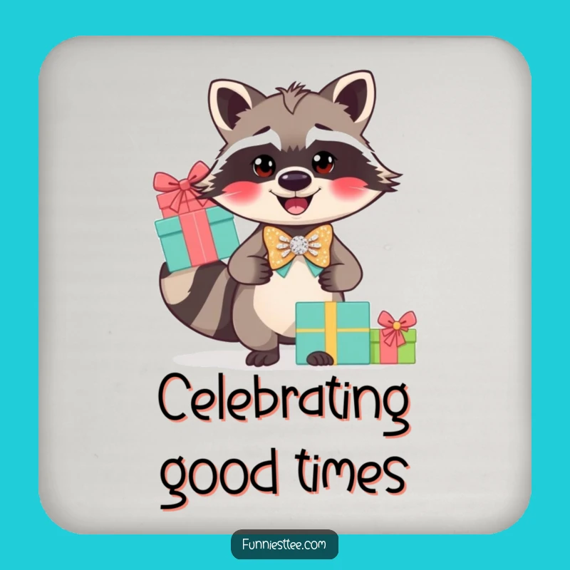 Funny Raccoon Bow Tie Coaster: Protect Surfaces with Dapper Charm