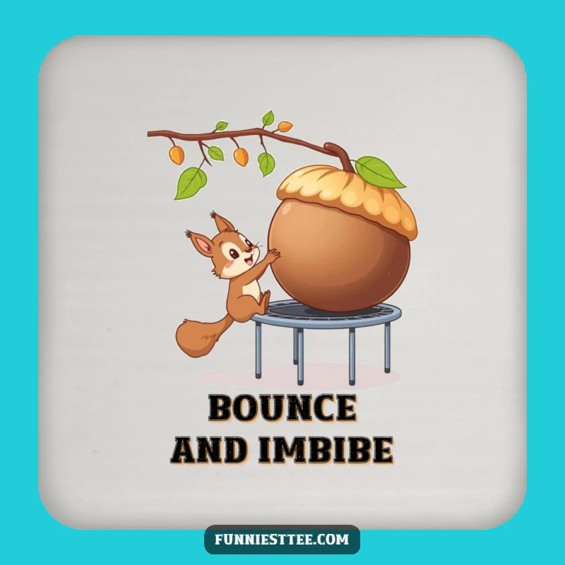 Funny Squirrel Trampoline Acorn Coaster: Protect Surfaces with Humor