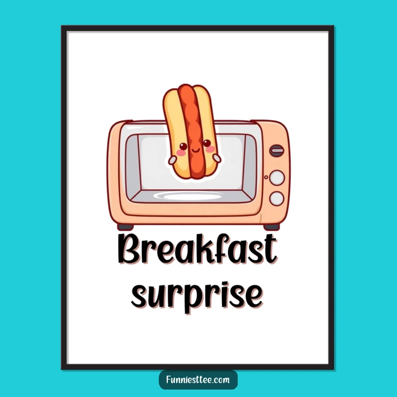 Funny Hot Dog Toaster Oven Poster - Hilarious Kitchen Wall Art