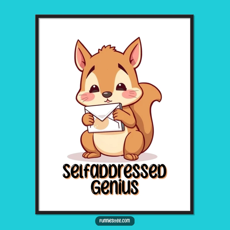Funny Squirrel Mail Poster: Confused Nut Art Print Funny Gift