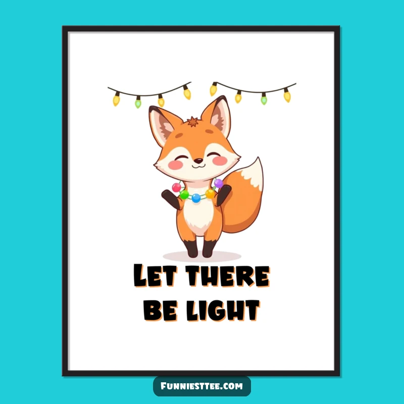 Funny Fox Dancing Poster - Whimsical Lighted Decor!