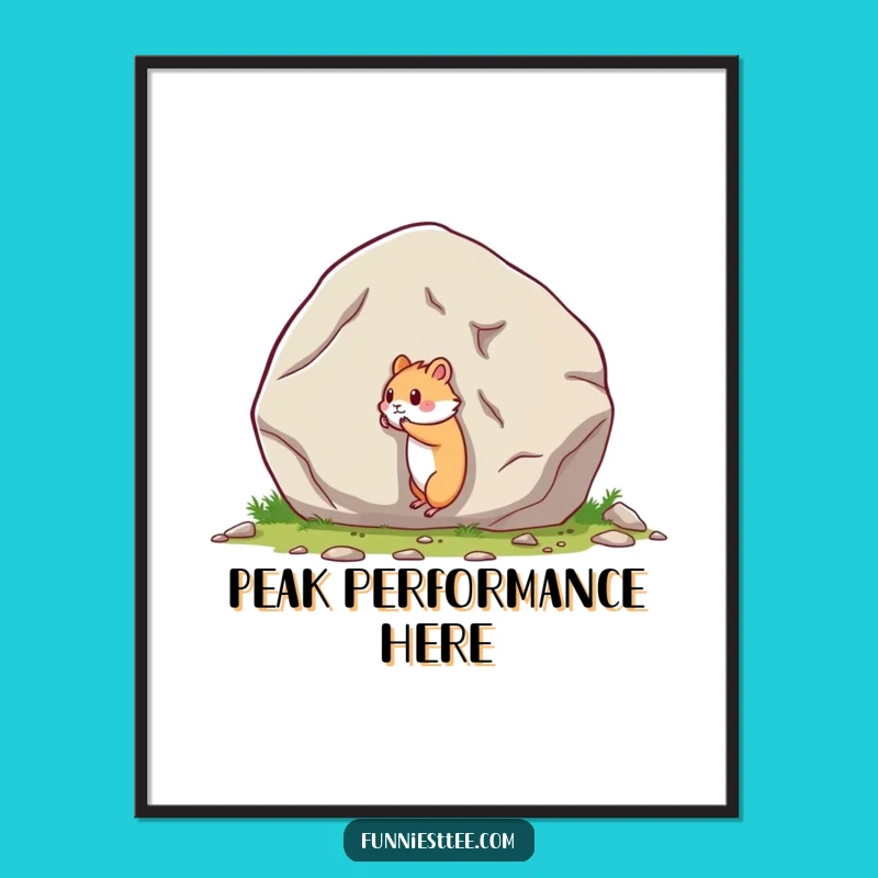 Funny Hamster Boulder Push Poster: Motivational & Hilarious Wall Art for Any Room